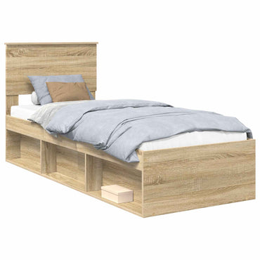 vidaXL Bettrahmen Sonoma-Eiche 75 x 190 cm Massives Kiefernholz