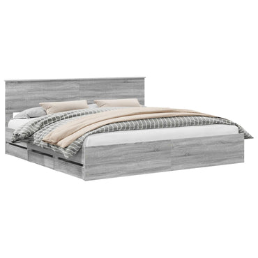 vidaXL Bettrahmen Graues Sonoma 200 x 200 cm Ingenieurs Holz