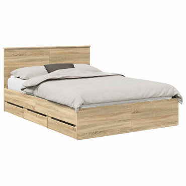 vidaXL Bettrahmen Sonoma-Eiche 140 x 190 cm Ingenieurs Holz