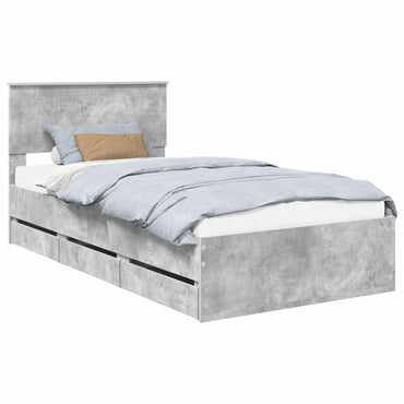 vidaXL Bettrahmen mit Kopfteil Beton Grau 100 x 200 cm Ingenieurs Holz