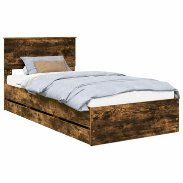 vidaXL Bettrahmen Geräucherte Eiche 100 x 200 cm Ingenieurs Holz