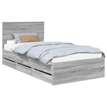 vidaXL Bettrahmen Graues Sonoma 100 x 200 cm Ingenieurs Holz