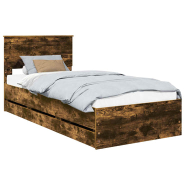 vidaXL Bettrahmen Geräucherte Eiche 90 x 200 cm Ingenieurs Holz