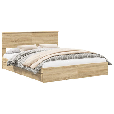 vidaXL Aufbewahrungsbett Sonoma-Eiche 160 x 200 cm Holzwerkstoff
