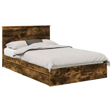 vidaXL Lit de rangement Chêne fumé 120 x 200 cm Bois d'ingénierie