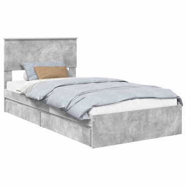 vidaXL Aufbewahrungsbett Beton Grau 100 x 200 cm Holzwerkstoff