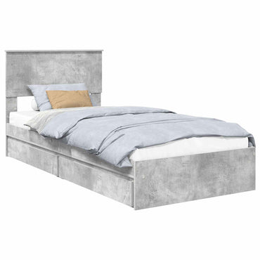 vidaXL Aufbewahrungsbett Beton Grau 90 x 190 cm Holzwerkstoff