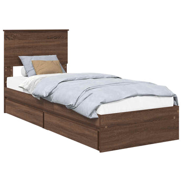 vidaXL Aufbewahrungsbett Braun Eichen-Optik 75 x 190 cm Holzwerkstoff