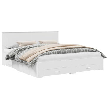 vidaXL Cadre de lit avec tête de lit Blanc 180 x 200 cm Bois d'ingénierie