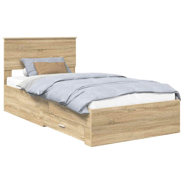 vidaXL Cadre de lit avec tête de lit chêne Sonoma 100 x 200 cm Bois d'ingénierie