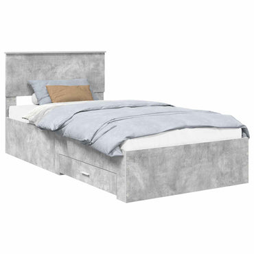 vidaXL Bettrahmen mit Kopfteil Beton Grau 100 x 200 cm Holzwerkstoff