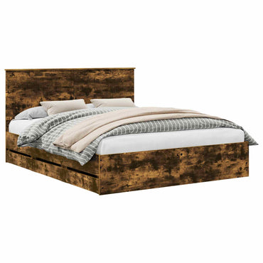 vidaXL Bettrahmen Geräucherte Eiche 120 x 190 cm Massives Kiefernholz