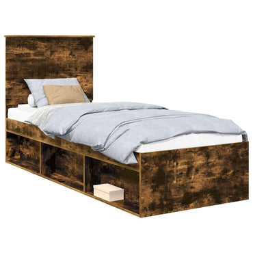 vidaXL Cadre de lit Chêne fumé 75 x 190 cm Bois de pin massif