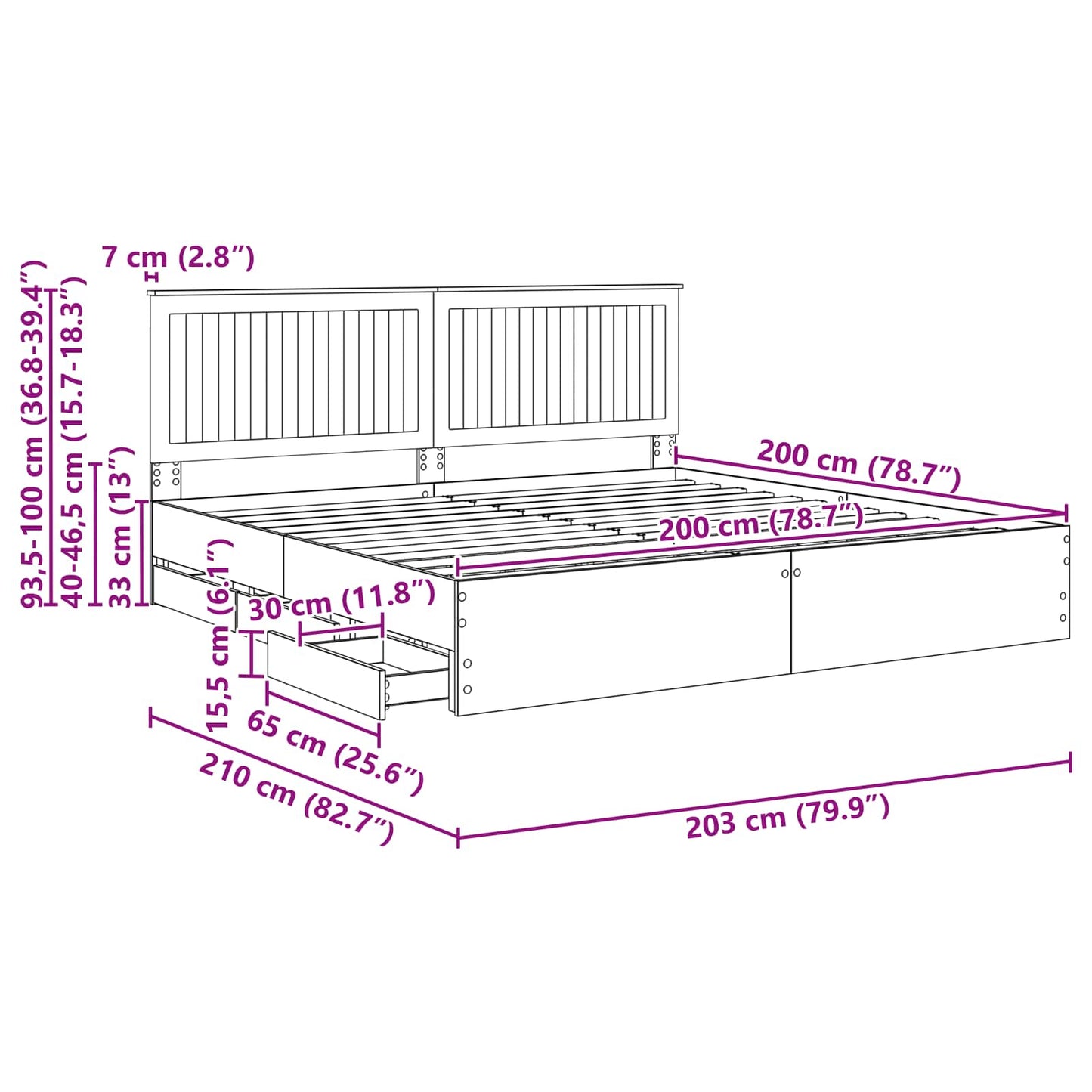 vidaXL Bettrahmen Graues Sonoma 200 x 200 cm Ingenieurs Holz