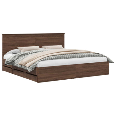 vidaXL Bettrahmen Braun Eichen-Optik 200 x 200 cm Ingenieurs Holz