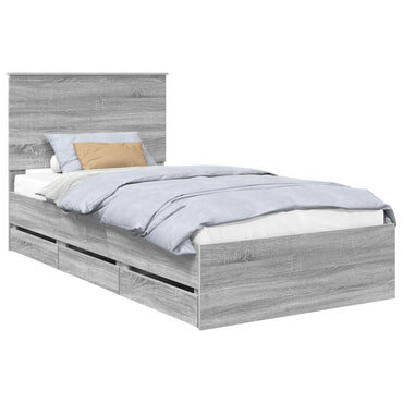 vidaXL Bettrahmen Graues Sonoma 100 x 200 cm Ingenieurs Holz