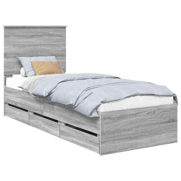 vidaXL Cadre de lit bois d'ingénierie Sonoma gris 75 x 190 cm
