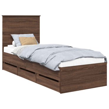 vidaXL Cadre de lit aspect chêne marron 75 x 190 cm Bois d'ingénierie