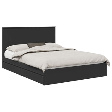 vidaXL Aufbewahrungsbett Schwarz 150 x 200 cm Holzwerkstoff