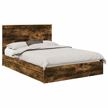 vidaXL Aufbewahrungsbett Geräucherte Eiche 135 x 190 cm Holzwerkstoff