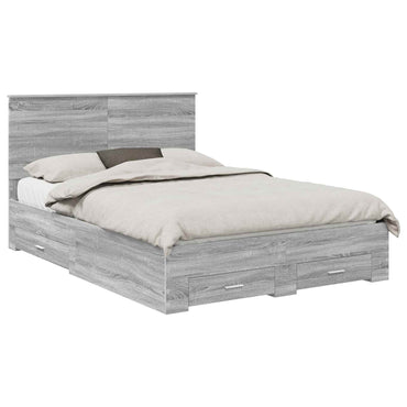 vidaXL Bettrahmen Graues Sonoma 135 x 190 cm Holzwerkstoff