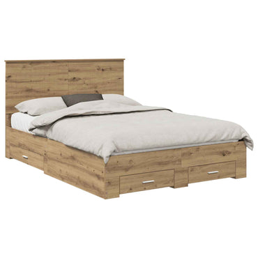 vidaXL Bettrahmen Artisan-Eiche 135 x 190 cm Holzwerkstoff