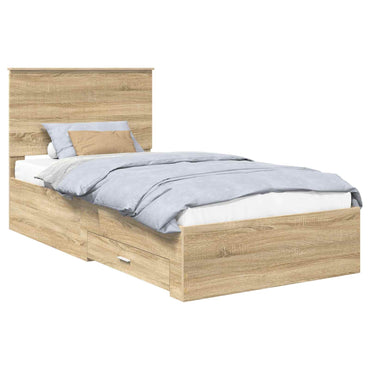 vidaXL Cadre de lit avec tête de lit chêne Sonoma 100 x 200 cm Bois d'ingénierie