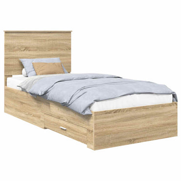 vidaXL Bettrahmen mit Kopfteil Sonoma-Eiche 90 x 200 cm Holzwerkstoff