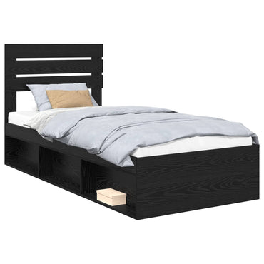 vidaXL Cadre de lit noir 90 x 190 cm Bois de pin massif
