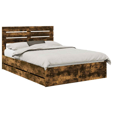 vidaXL Bettrahmen Geräucherte Eiche 140 x 190 cm Ingenieurs Holz
