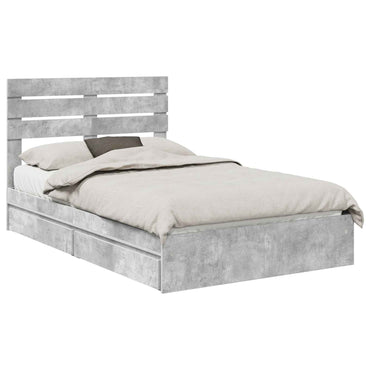 vidaXL Aufbewahrungsbett Beton Grau 135 x 190 cm Holzwerkstoff