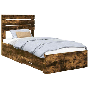 vidaXL Bettrahmen Rauchige Eiche und Silber 75 x 190 cm Holzwerkstoff