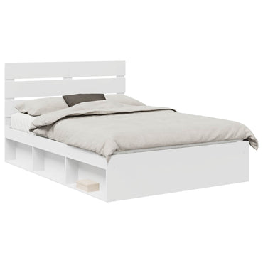 vidaXL Bettrahmen mit Kopfteil Weiß 140 x 190 cm Massives Kiefernholz