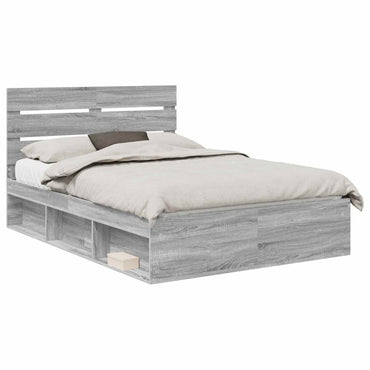 vidaXL Bettrahmen Graues Sonoma 140 x 190 cm Massives Kiefernholz