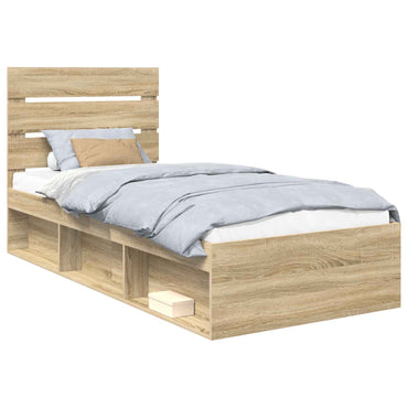 vidaXL Bettrahmen Sonoma-Eiche 75 x 190 cm Massives Kiefernholz