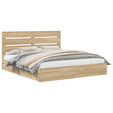 vidaXL Aufbewahrungsbett Sonoma-Eiche 180 x 200 cm Holzwerkstoff