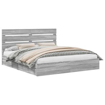 vidaXL Lit de rangement gris Sonoma 180 x 200 cm en bois d'ingénierie