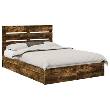 vidaXL Aufbewahrungsbett Geräucherte Eiche 160 x 200 cm Holzwerkstoff