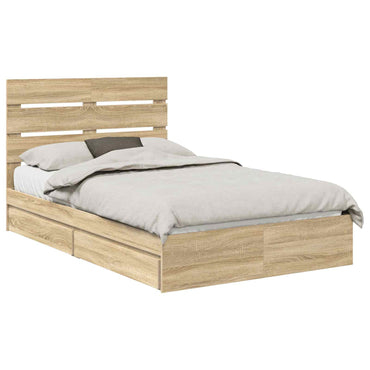 vidaXL Lit de rangement chêne Sonoma 120 x 190 cm, bois d'ingénierie
