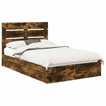 vidaXL Lit de rangement Chêne fumé 120 x 190 cm Bois d'ingénierie