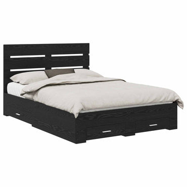 vidaXL Bettrahmen Schwarz Eichen-Optik 140 x 190 cm Holzwerkstoff