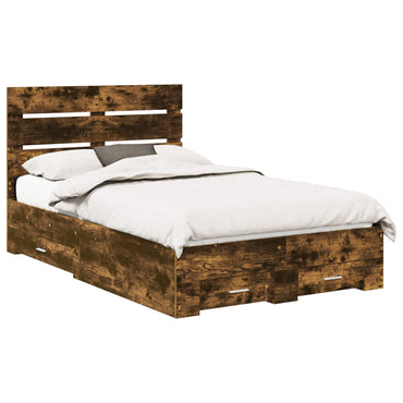 vidaXL Bettrahmen Geräucherte Eiche 135 x 190 cm Holzwerkstoff