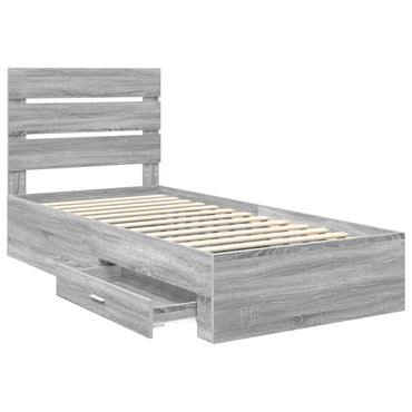 vidaXL Bettrahmen mit Kopfteil Graues Sonoma 90 x 200 cm Holzwerkstoff