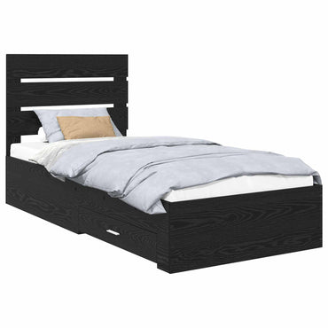 vidaXL Bettrahmen Schwarz Eichen-Optik 90 x 190 cm Holzwerkstoff