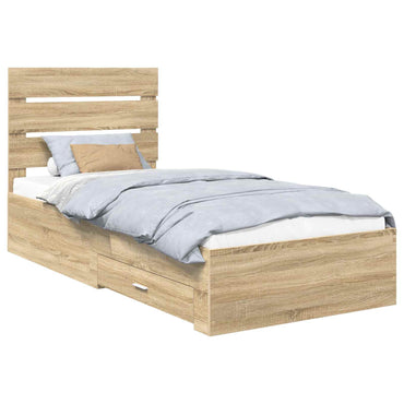vidaXL Bettrahmen mit Kopfteil Sonoma-Eiche 90 x 190 cm Holzwerkstoff