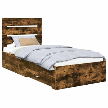 vidaXL Cadre de lit Chêne fumé 90 x 190 cm Bois d'ingénierie