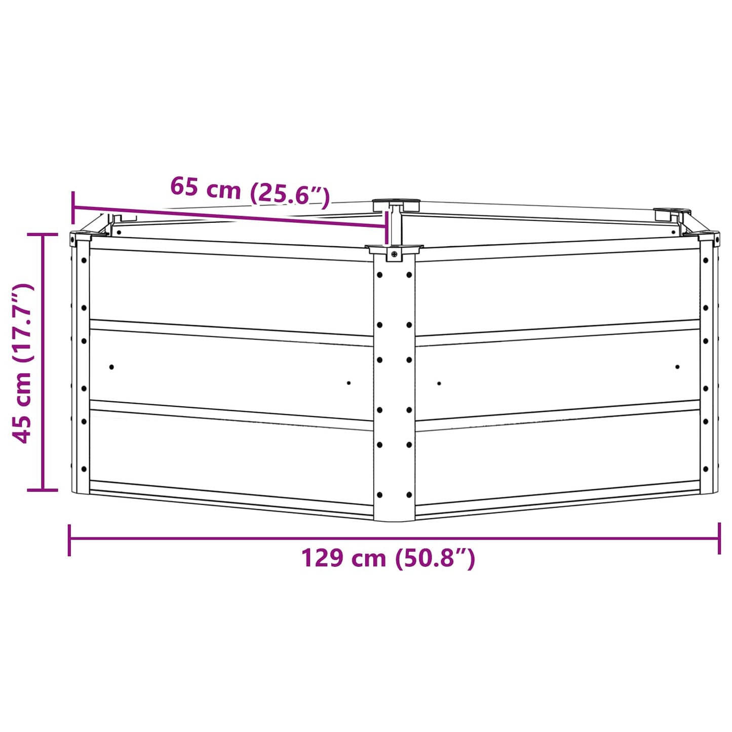vidaXL Pflanzkübel Elfenbein 129 x 129 x 45 cm Stahl