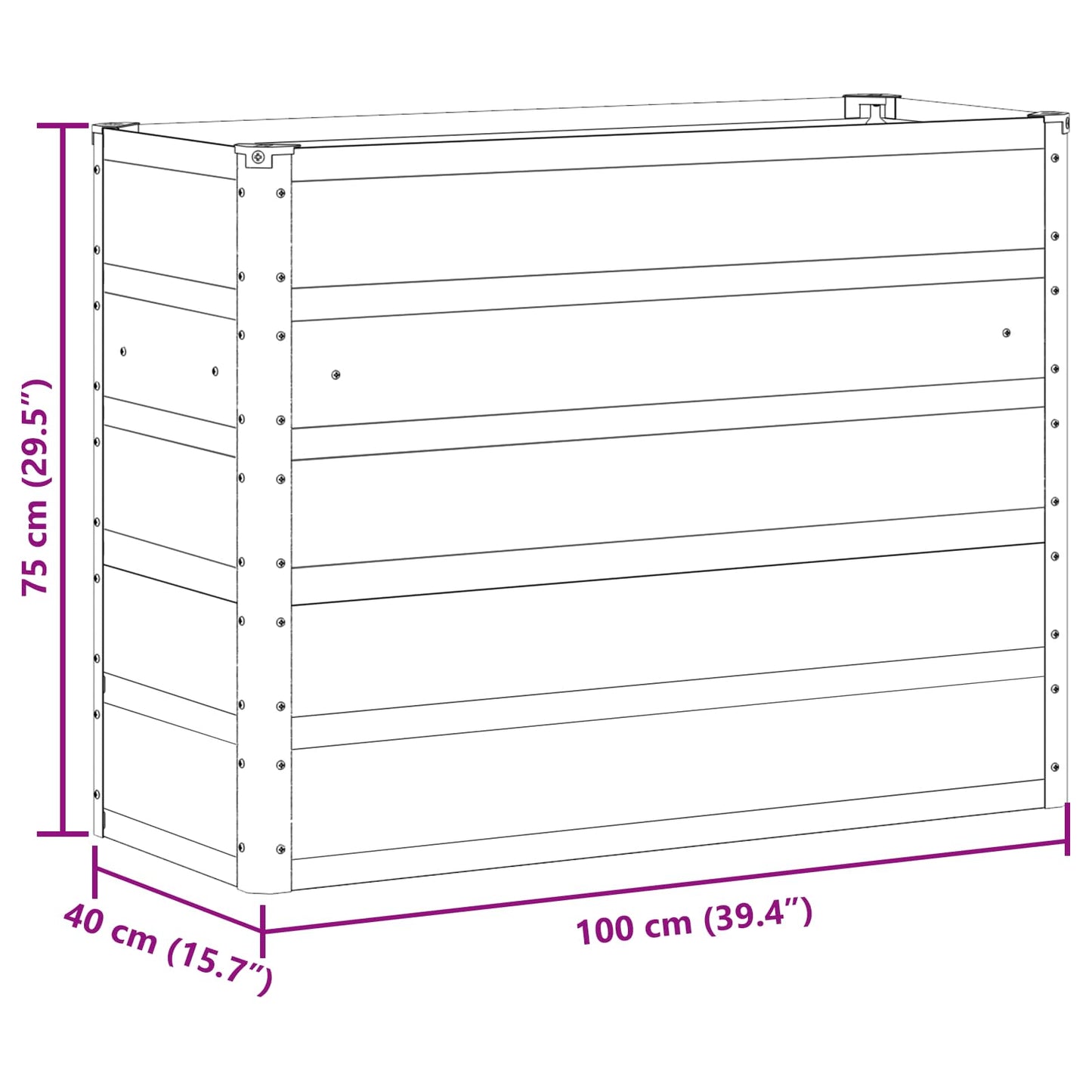 vidaXL Jardinière Ivoire 100 x 40 x 75 cm Acier