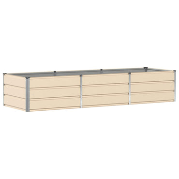 vidaXL Pflanzkübel Elfenbein 240 x 80 x 45 cm Stahl
