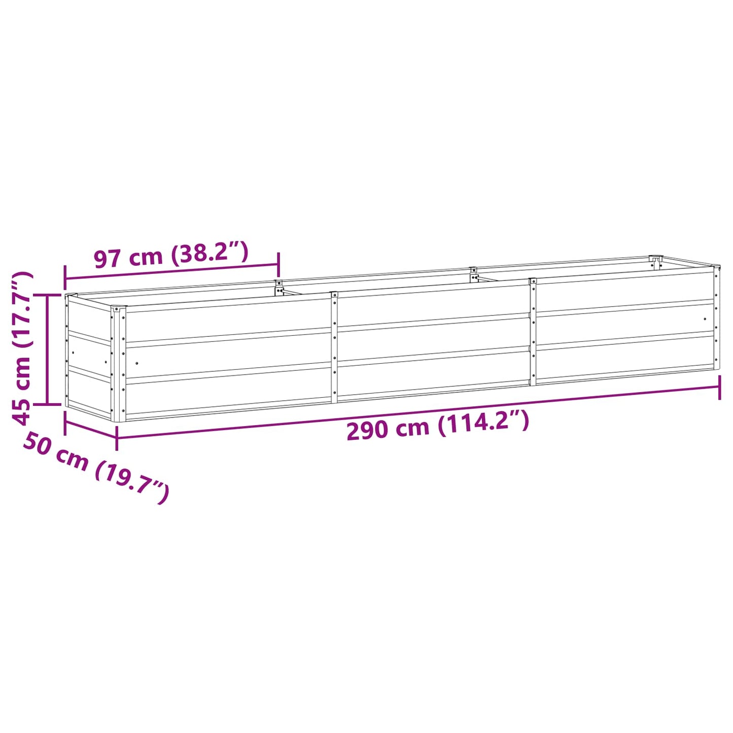 Pflanzkübel Hellgrau 480 x 50 x 45 cm Verzinkter Stahl